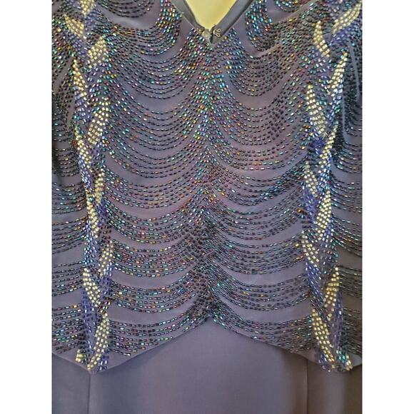 Sean Couture Inky Blue Beaded Bodice New Maxi Formal Gown Prom Dress, Size 10 - Picture 6 of 15